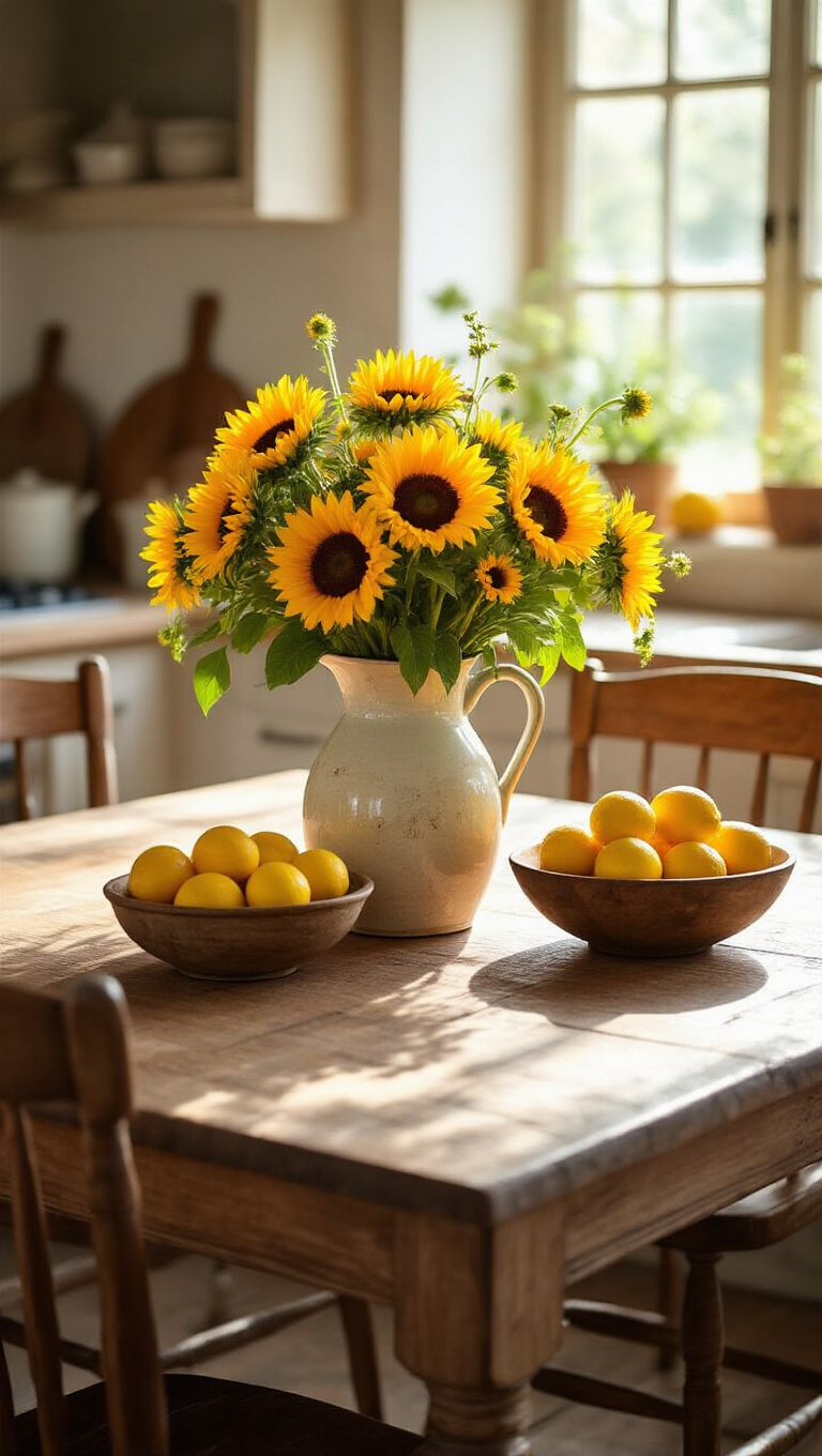 14. Cheerful Yellow Centerpieces for a Homely Focal Point