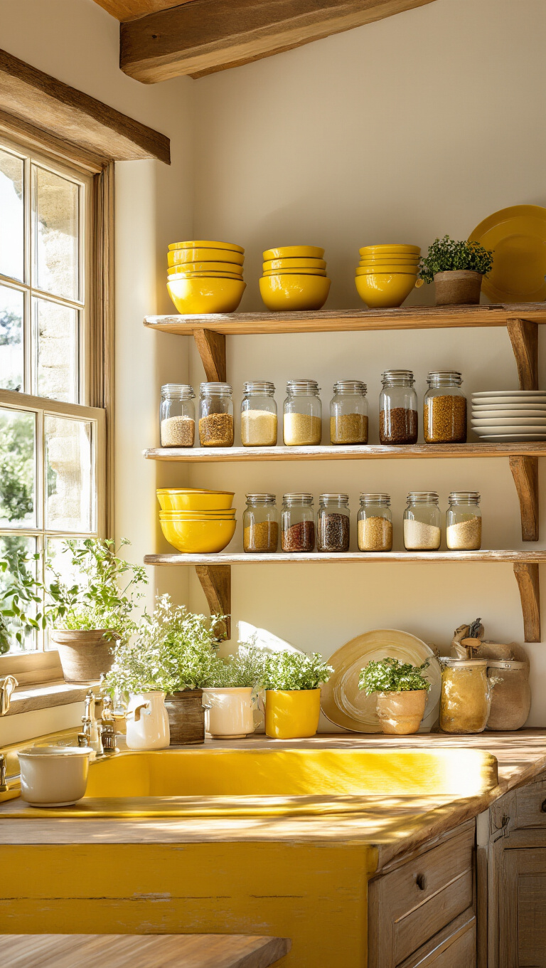2. Rustic Wooden Shelves for a Farmhouse Charm