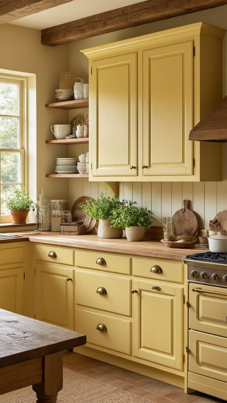 6. Buttery Yellow Cabinets for a Cozy Touch